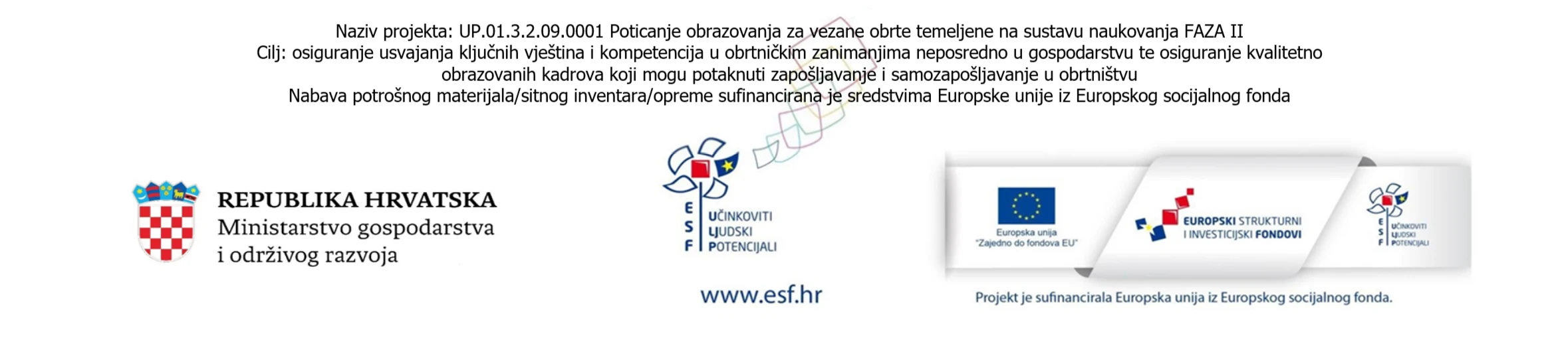 Ministarstvo gospodarstva i održivog razvoja, Učinkoviti ljudski potencijali, Europska unija, ESF